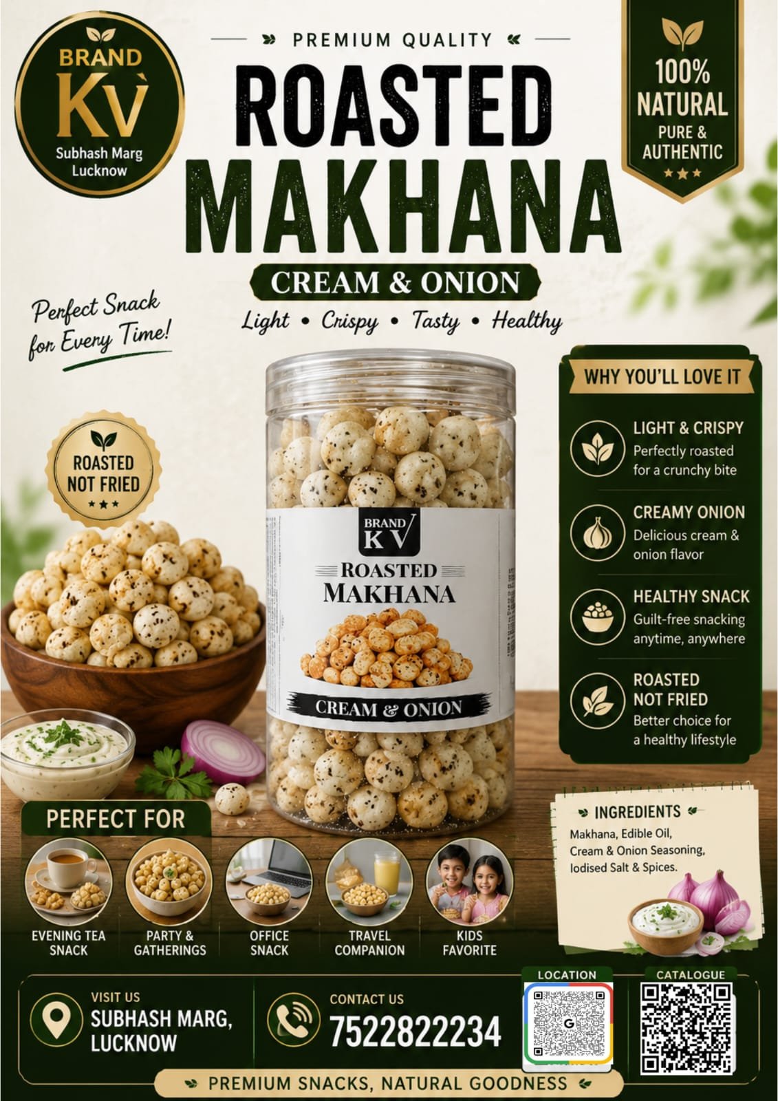 MAKHANA CREAM & ONION ROASTED 80GM JAR