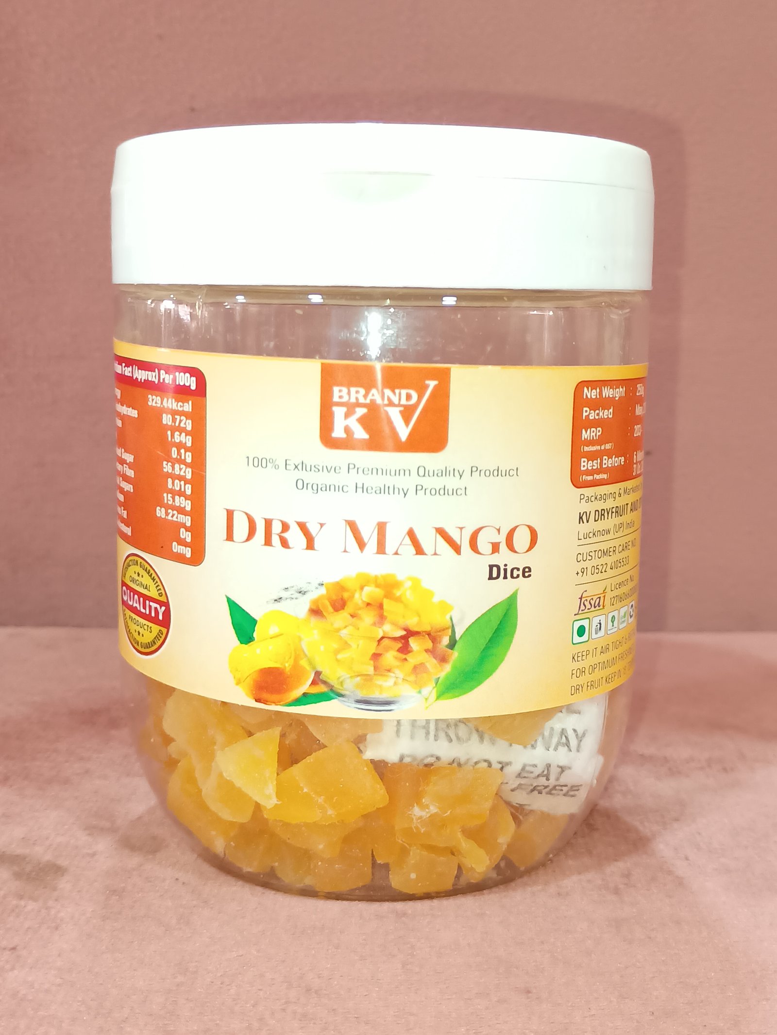 DRY MANGO DICE 250GM JAR