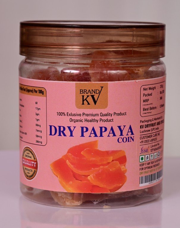 DRY PAPAYA COIN 250GM JAR